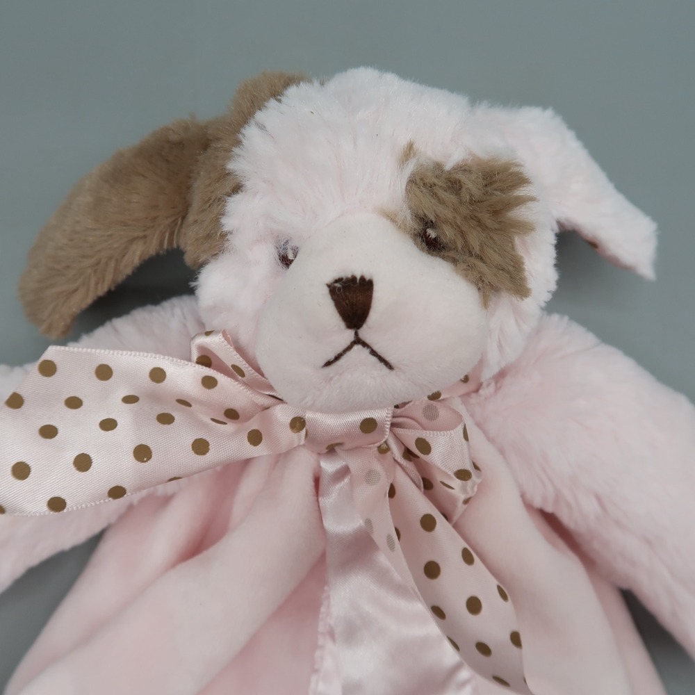 Bearington Baby Collection Puppy Dog Pink Satin Girl Security Blanket Toy Lovey